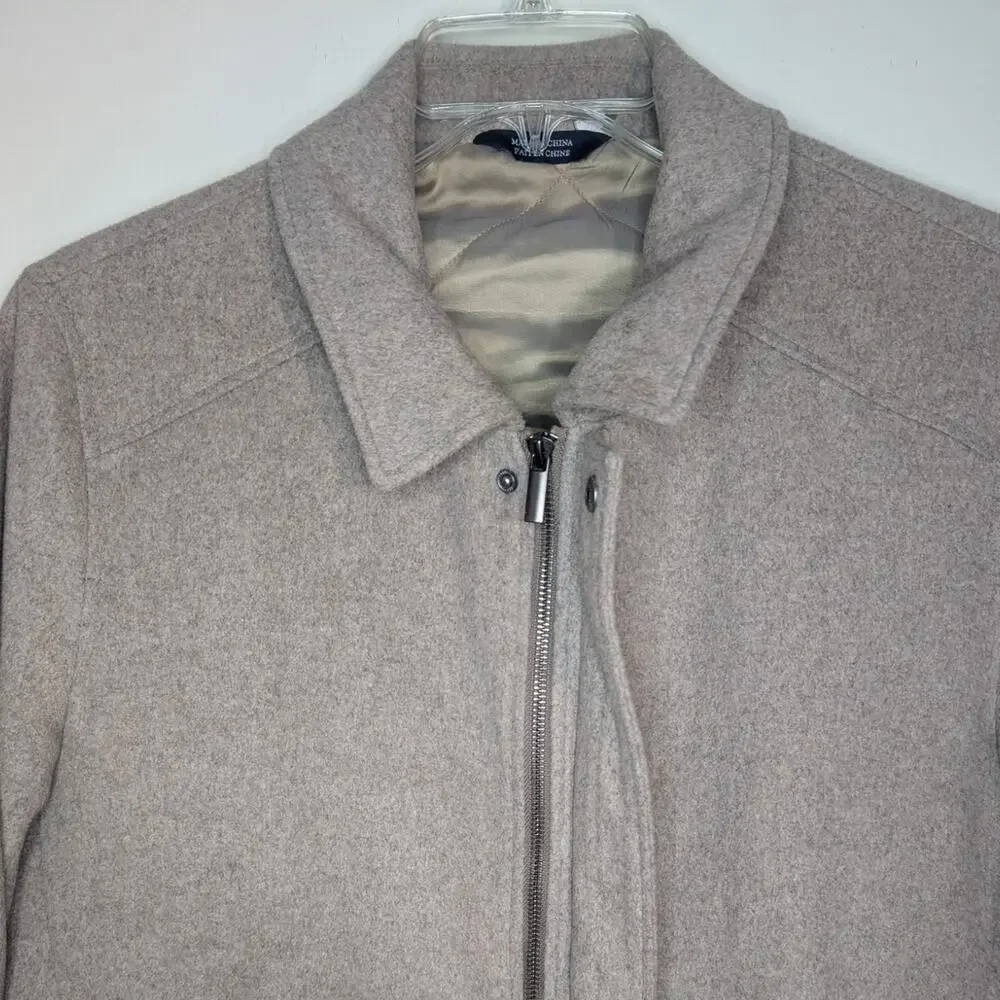 Cardinal of Canada Wool Blend Bomber Jacket In Oatmeal, Size Large